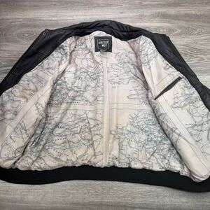 Junction West Leather Bomber Jacket Mens XL Black Aviator Flight Coat Vintage